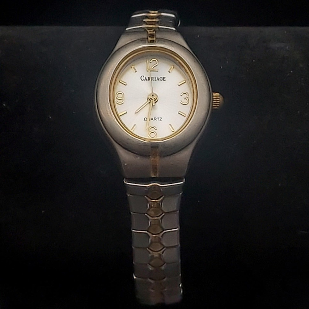 Womens Carriage by Timex Stretch Band Wrist Watch Vintage